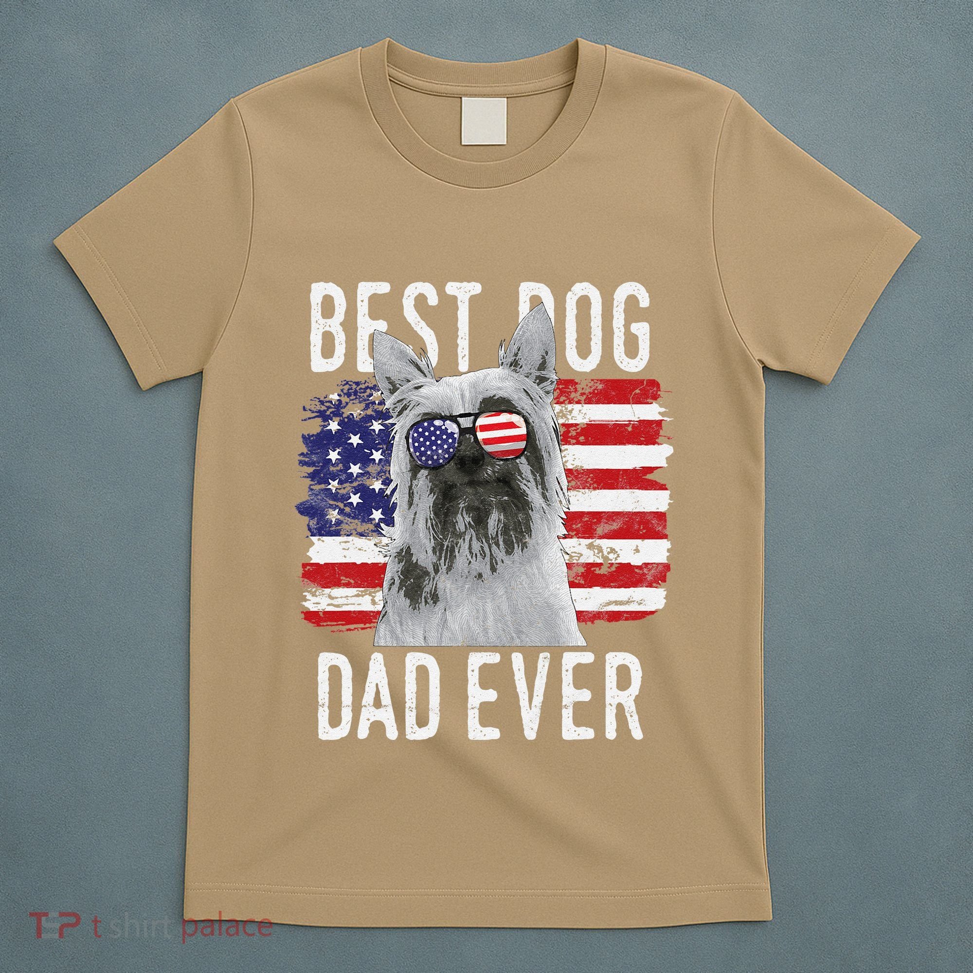 American Flag Best Dog Dad Ever Silky Terriers Usa T-Shirt