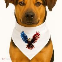 American Flag Bald Eagle Patriotic Eagle 4th Of July USA  USA-Made Doggie Bandana thumb 1