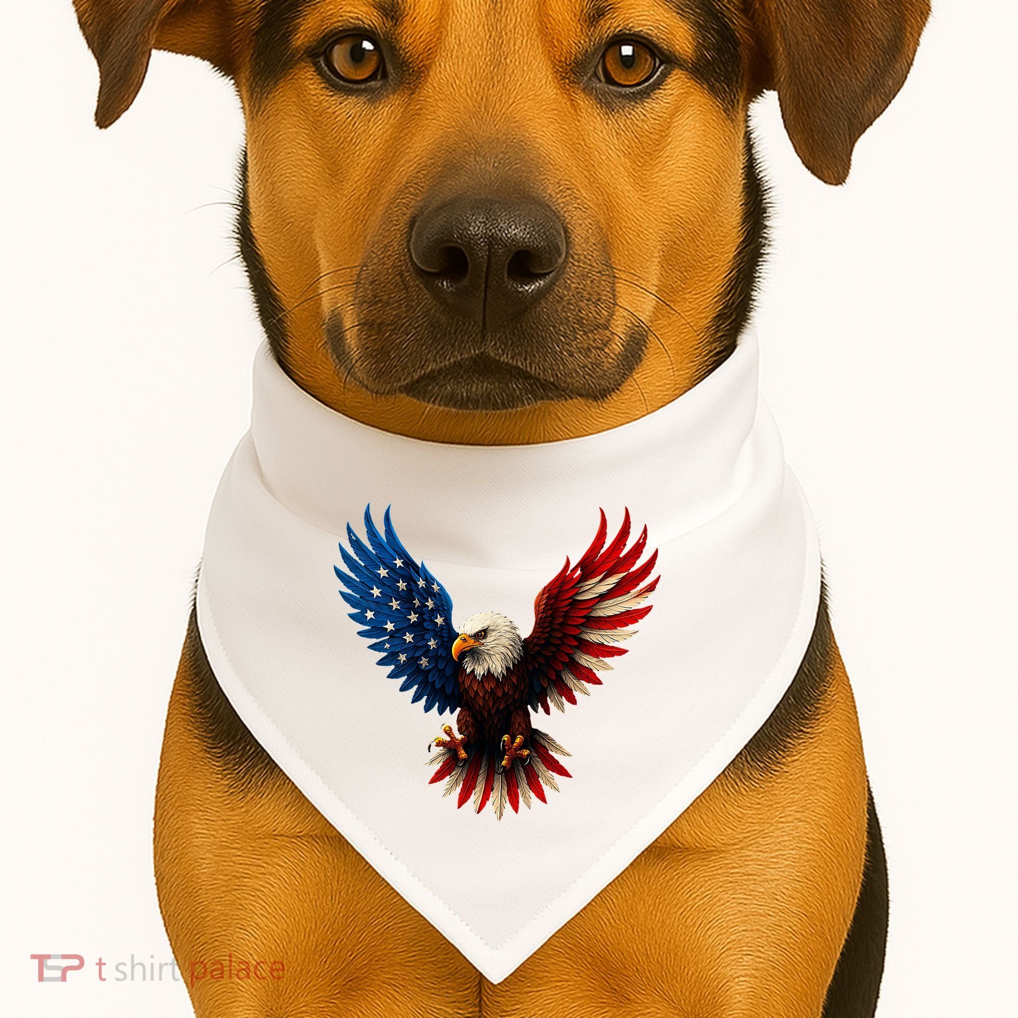 American Flag Bald Eagle Patriotic Eagle 4th Of July USA  USA-Made Doggie Bandana
