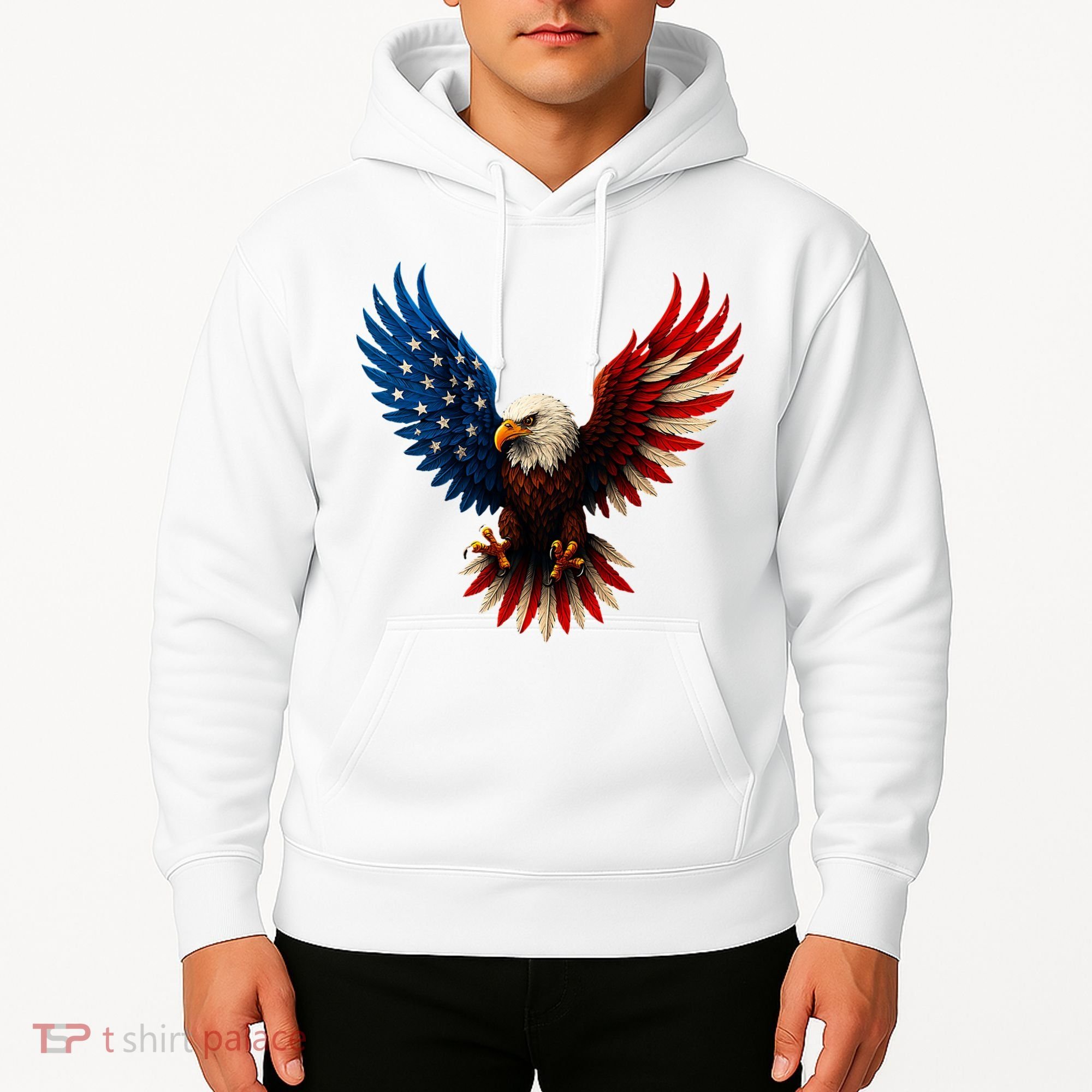 American Flag Bald Eagle Patriotic Eagle 4th Of July USA  Hoodie