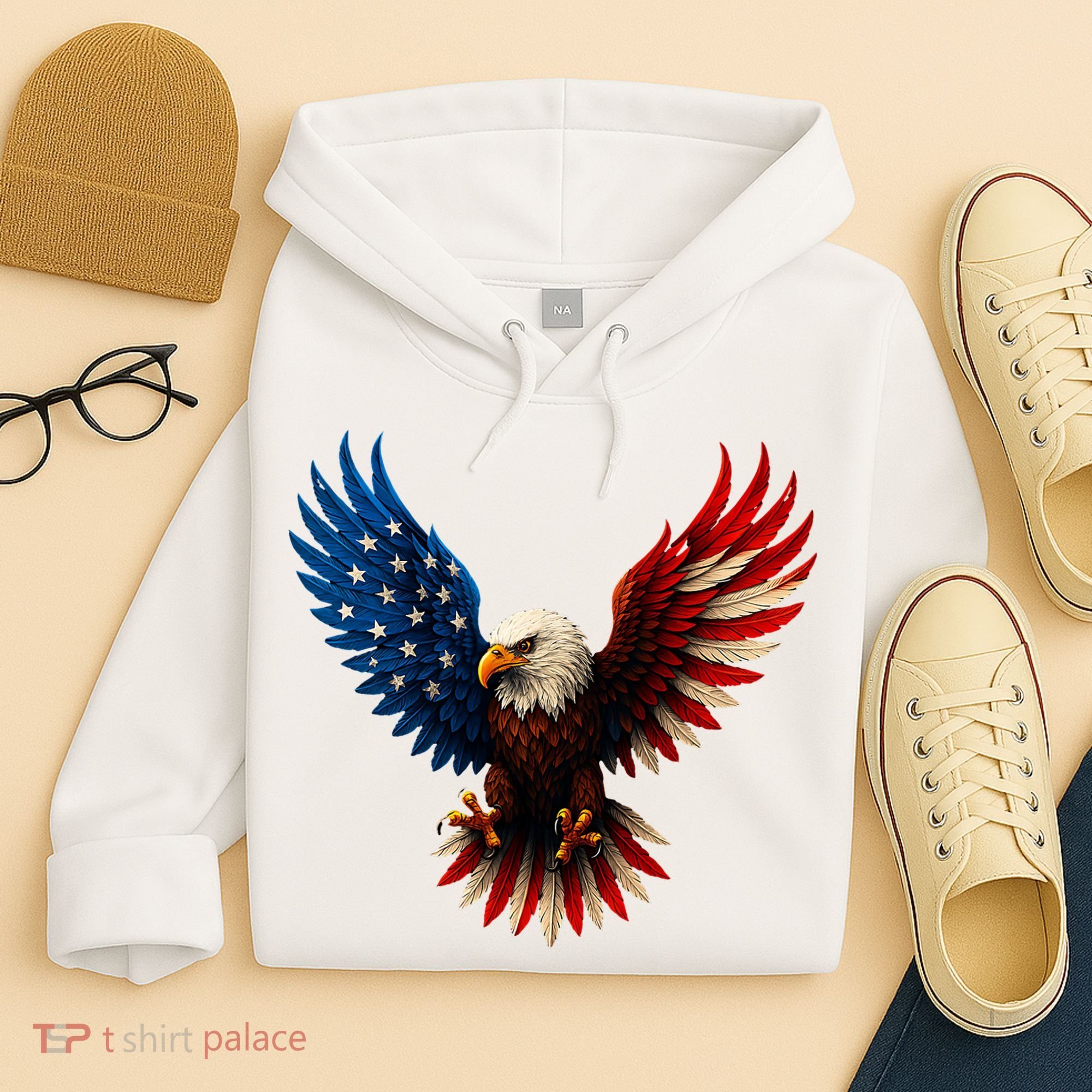 American Flag Bald Eagle Patriotic Eagle 4th Of July USA  Hoodie