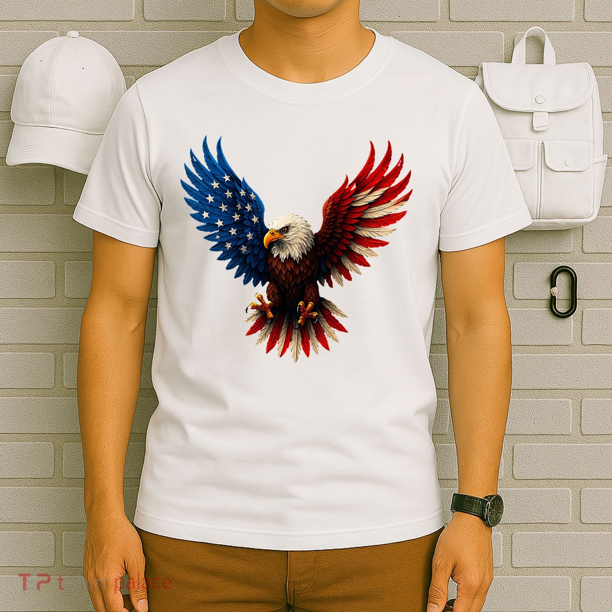 American Flag Bald Eagle Patriotic Eagle 4th Of July USA  T-Shirt