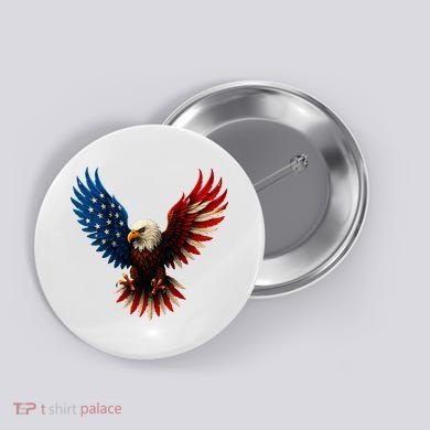 American Flag Bald Eagle Patriotic Eagle 4th Of July USA  Button