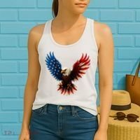 American Flag Bald Eagle Patriotic Eagle 4th Of July USA  Women's Tank Top thumb 2