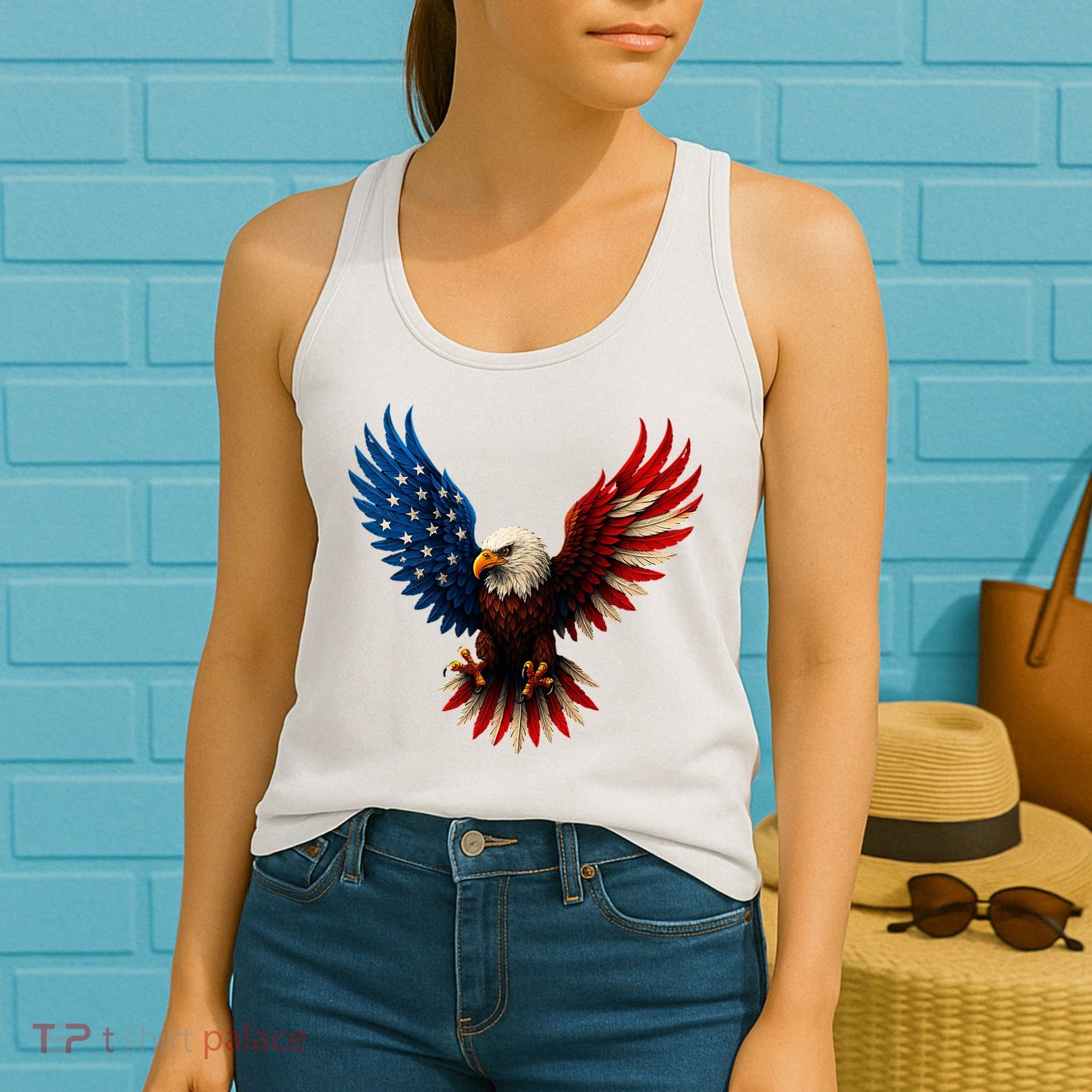 American Flag Bald Eagle Patriotic Eagle 4th Of July USA  Women's Tank Top