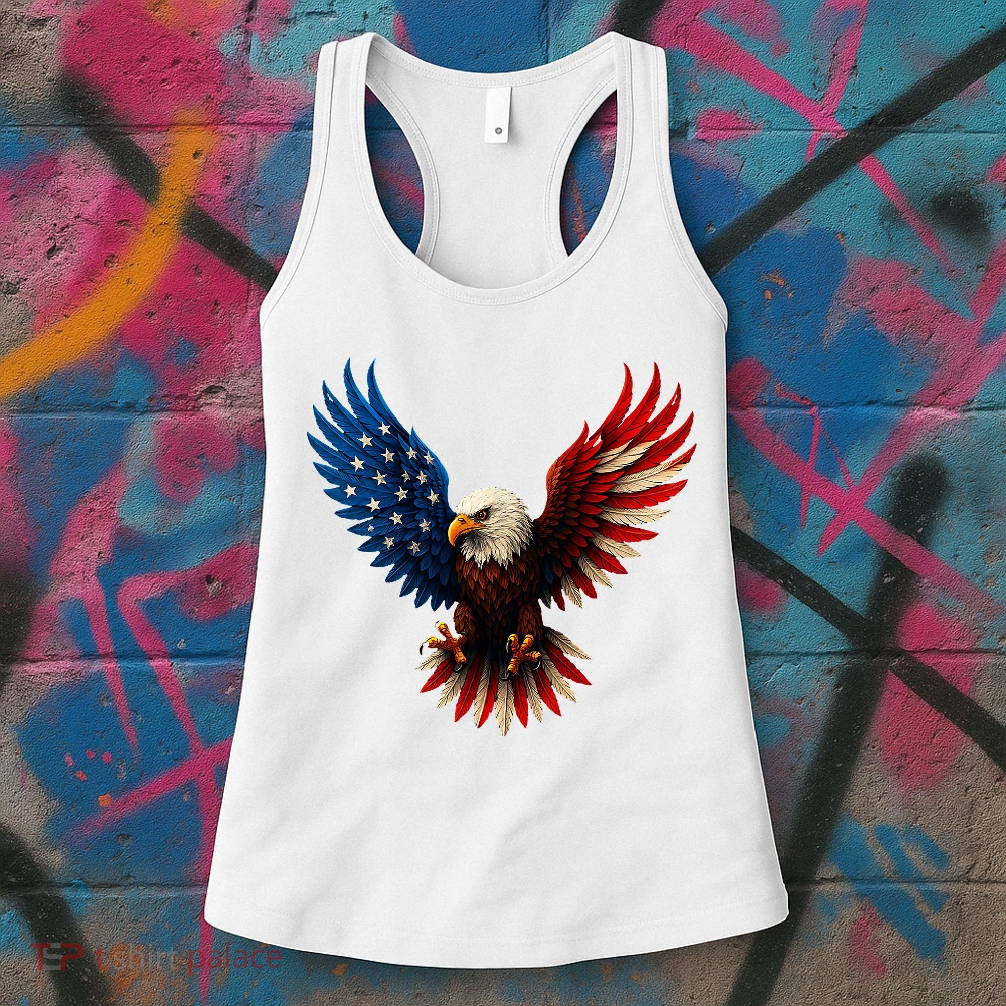 American Flag Bald Eagle Patriotic Eagle 4th Of July USA  Women's Tank Top
