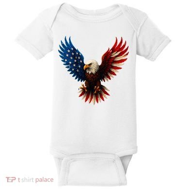 American Flag Bald Eagle Patriotic Eagle 4th Of July USA  Baby Bodysuit