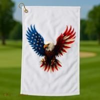 American Flag Bald Eagle Patriotic Eagle 4th Of July USA  Golf Towel thumb 1