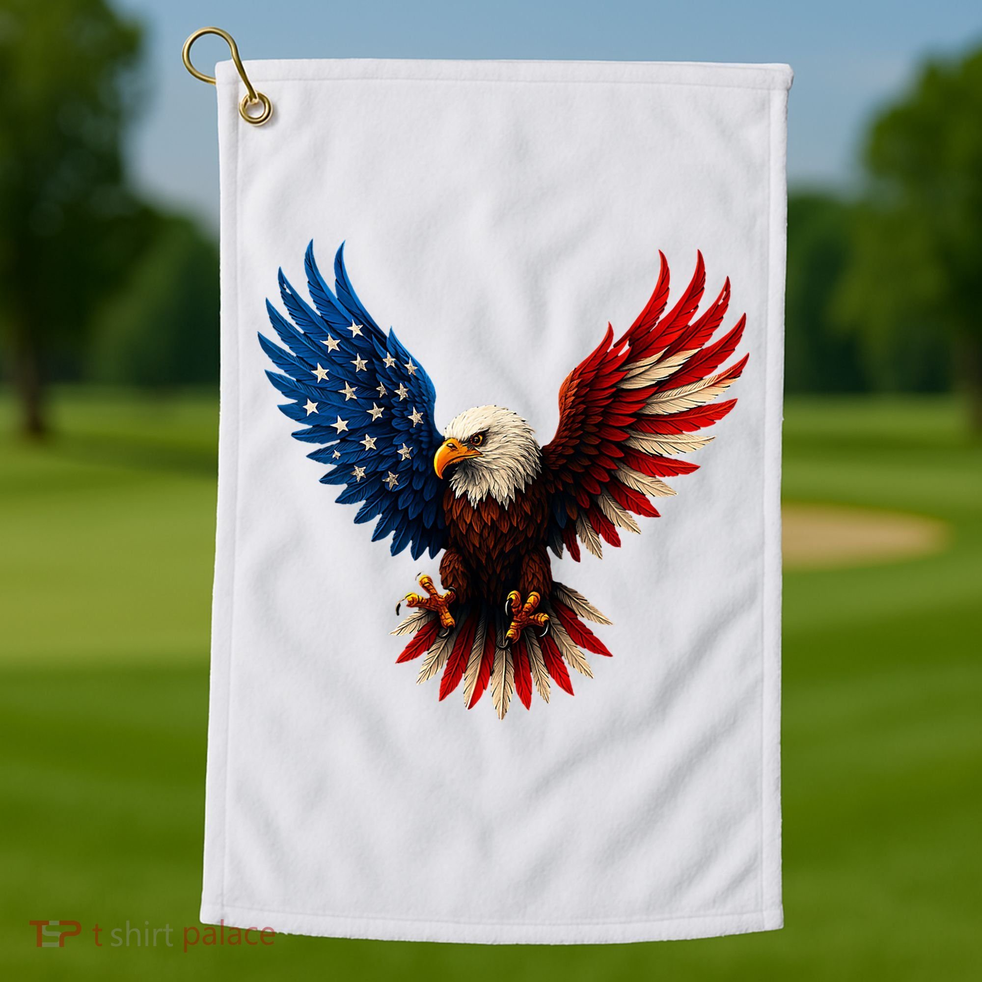 American Flag Bald Eagle Patriotic Eagle 4th Of July USA  Golf Towel