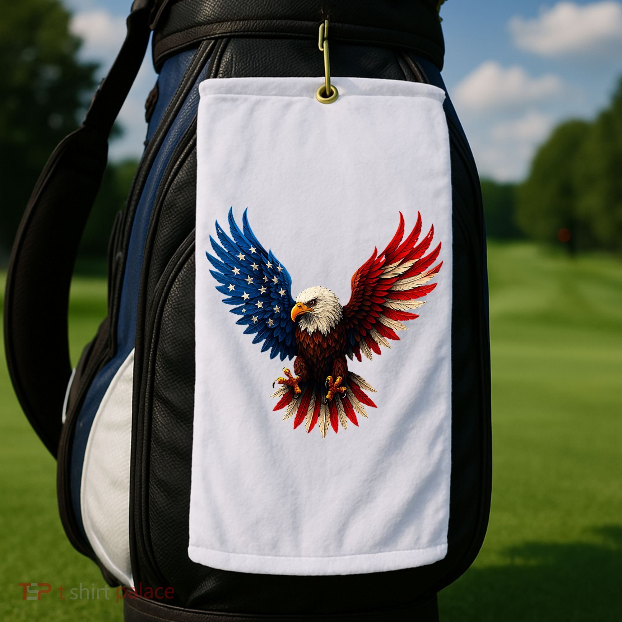 American Flag Bald Eagle Patriotic Eagle 4th Of July USA  Golf Towel