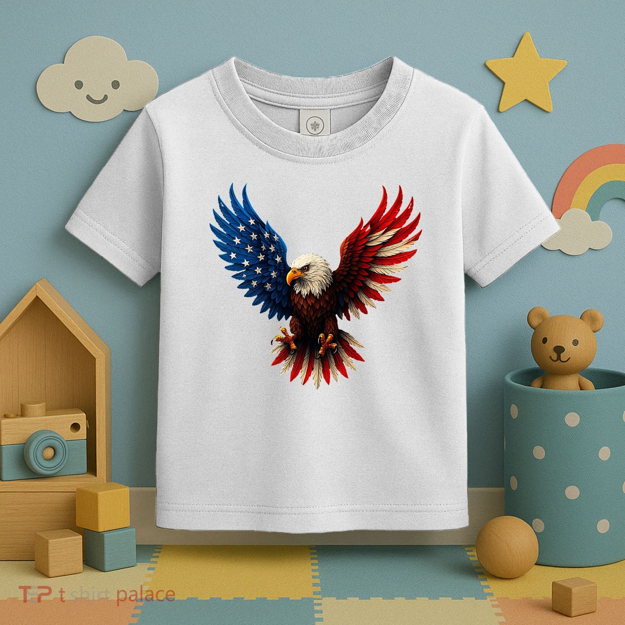American Flag Bald Eagle Patriotic Eagle 4th Of July USA  Toddler T-Shirt