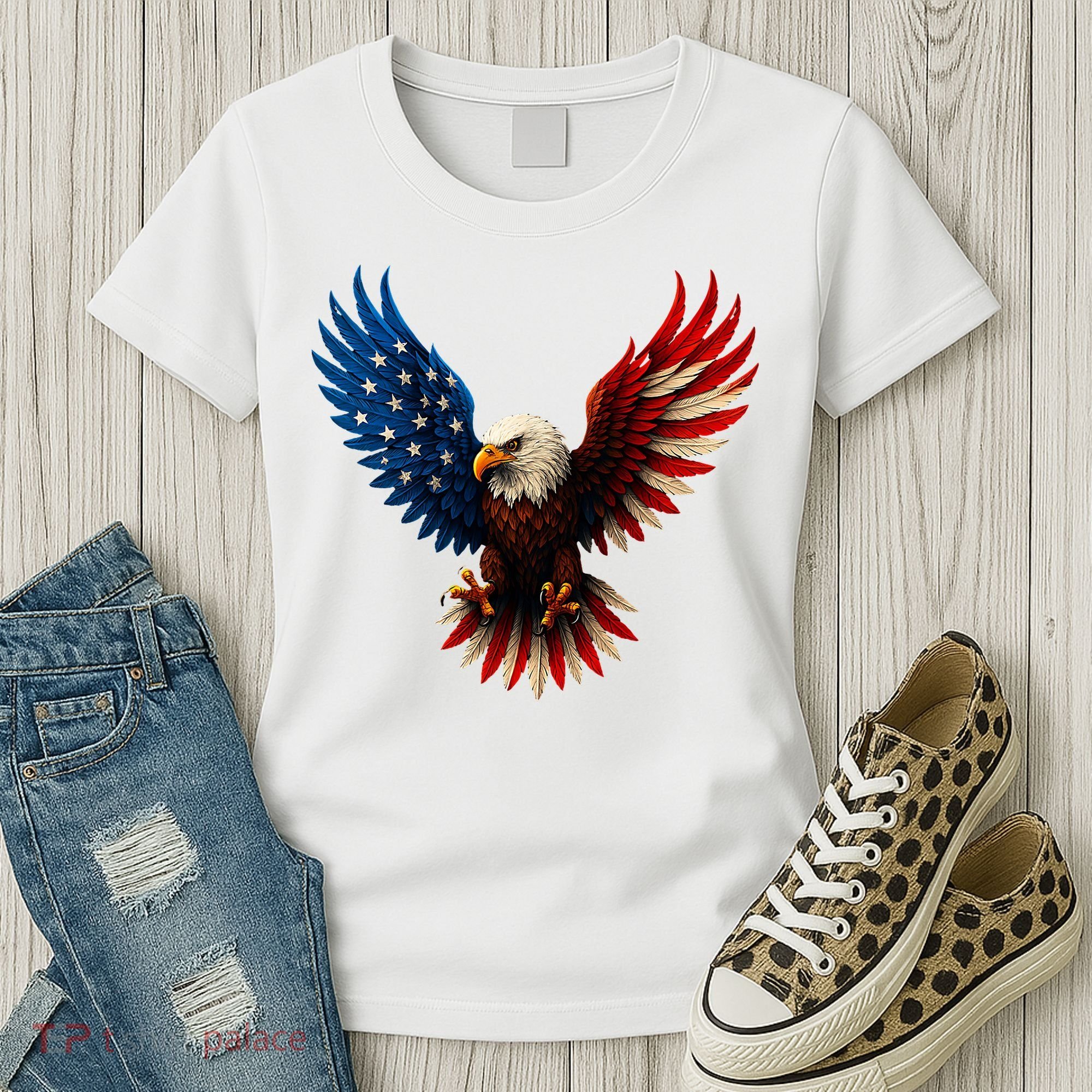 American Flag Bald Eagle Patriotic Eagle 4th Of July USA  Women's T-Shirt