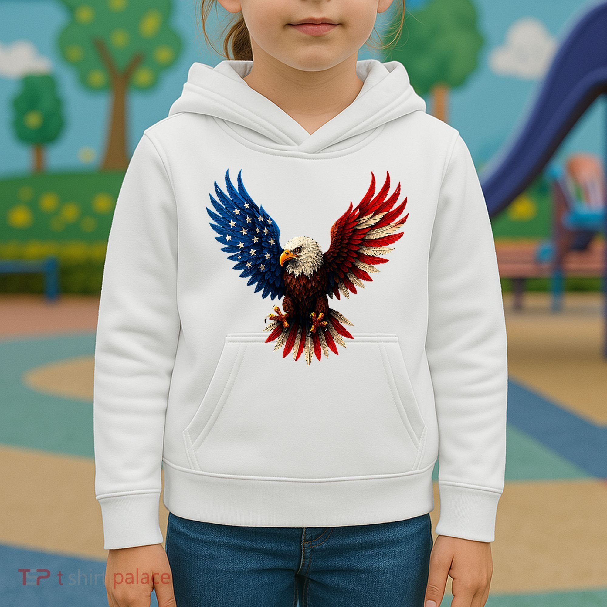 American Flag Bald Eagle Patriotic Eagle 4th Of July USA  Kids Hoodie