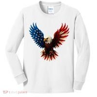 American Flag Bald Eagle Patriotic Eagle 4th Of July USA  Kids Long Sleeve Shirt thumb 0