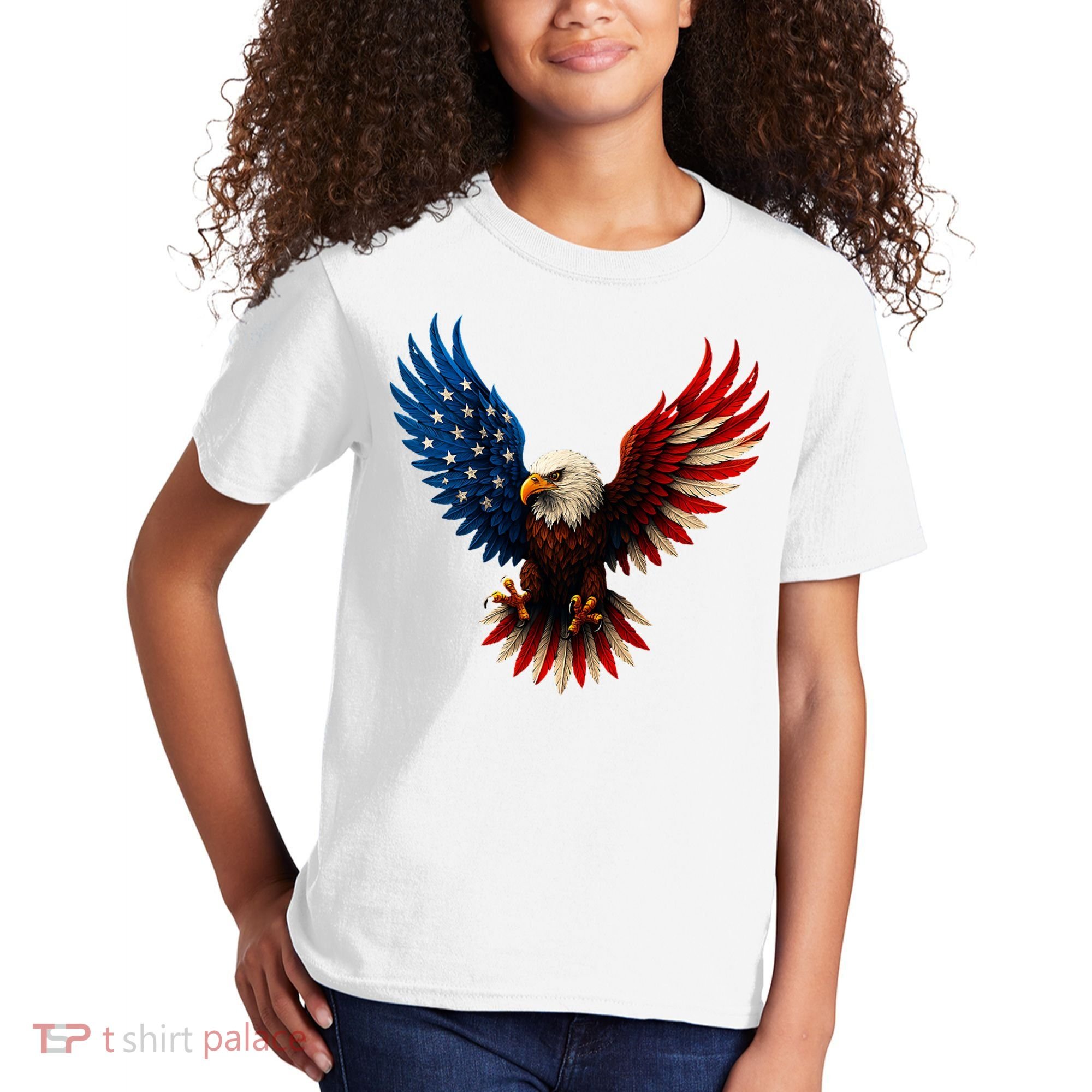 American Flag Bald Eagle Patriotic Eagle 4th Of July USA  Kids T-Shirt