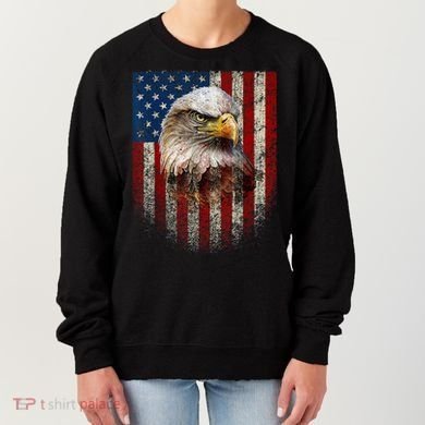 American Flag Bald Eagle Patriotic Red White Blue Women's Sweatshirt