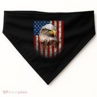 American Flag Bald Eagle Patriotic Red White Blue USA-Made Doggie Bandana thumb 0
