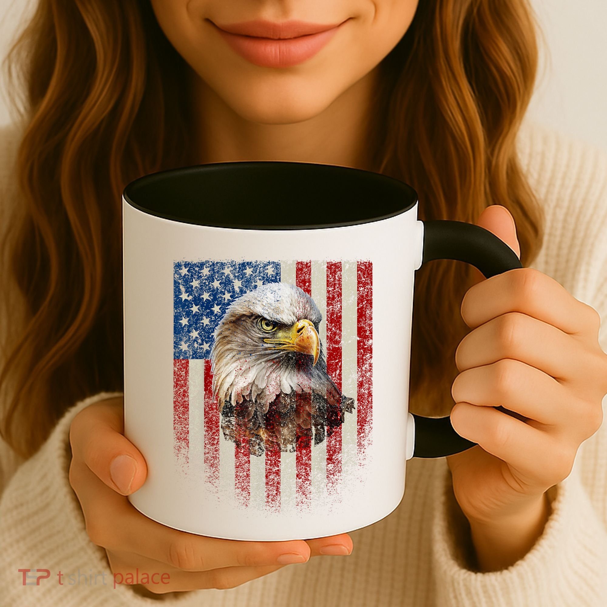 American Flag Bald Eagle Patriotic Red White Blue Coffee Mug