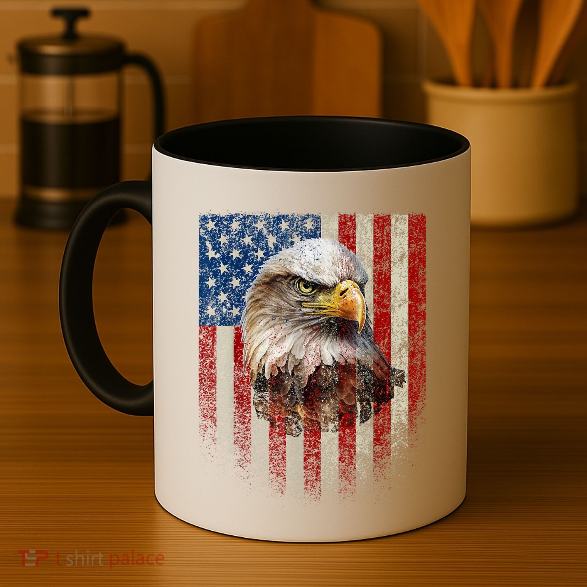 American Flag Bald Eagle Patriotic Red White Blue Coffee Mug