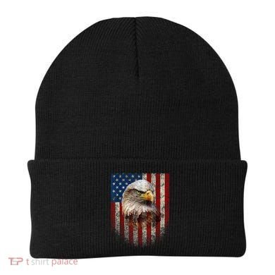 American Flag Bald Eagle Patriotic Red White Blue Beanie