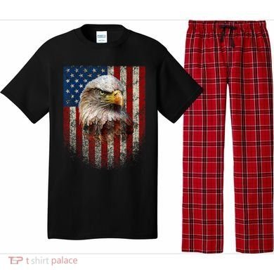 American Flag Bald Eagle Patriotic Red White Blue Pajama Set