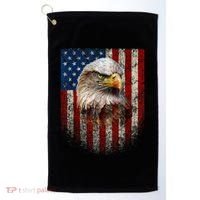 American Flag Bald Eagle Patriotic Red White Blue Golf Towel thumb 0