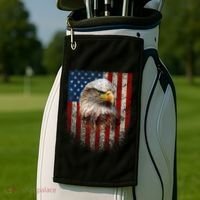 American Flag Bald Eagle Patriotic Red White Blue Golf Towel thumb 2