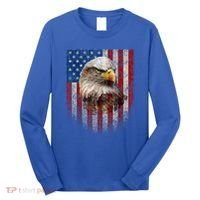 American Flag Bald Eagle Patriotic Red White Blue Long Sleeve Shirt thumb 0