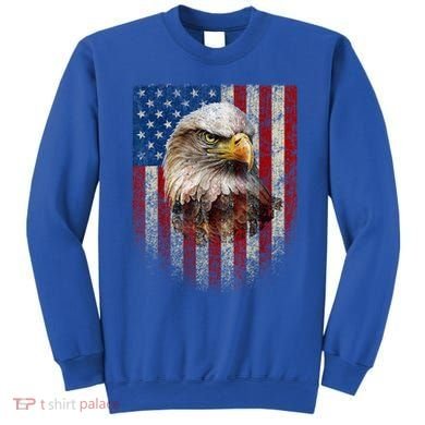 American Flag Bald Eagle Patriotic Red White Blue Sweatshirt