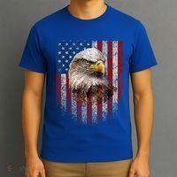 American Flag Bald Eagle Patriotic Red White Blue T-Shirt thumb 3