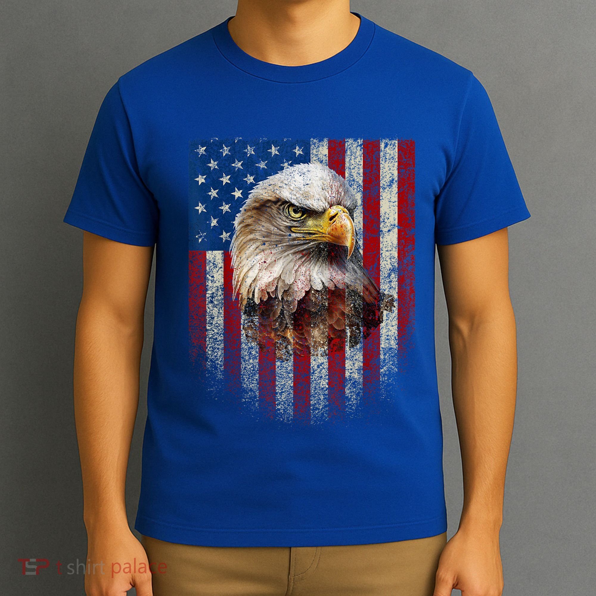 American Flag Bald Eagle Patriotic Red White Blue T-Shirt