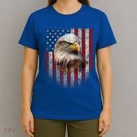 American Flag Bald Eagle Patriotic Red White Blue T-Shirt thumb 4