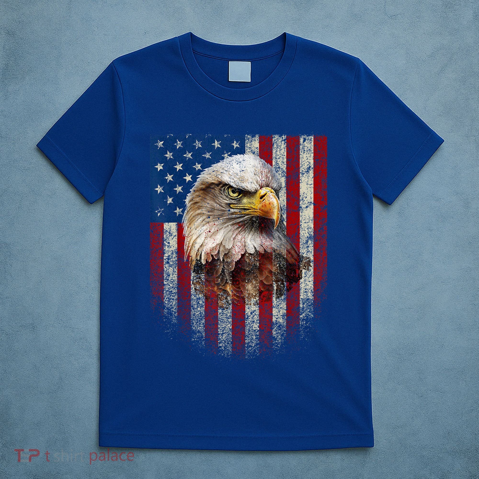 American Flag Bald Eagle Patriotic Red White Blue T-Shirt
