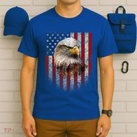 American Flag Bald Eagle Patriotic Red White Blue T-Shirt thumb 6