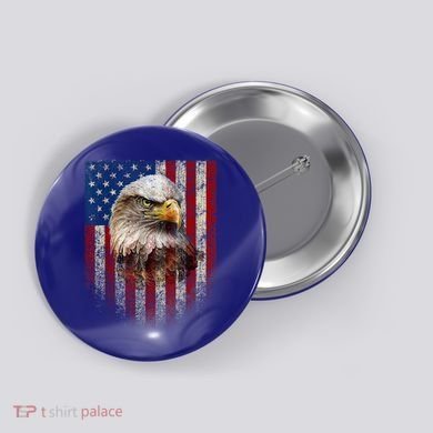 American Flag Bald Eagle Patriotic Red White Blue Button