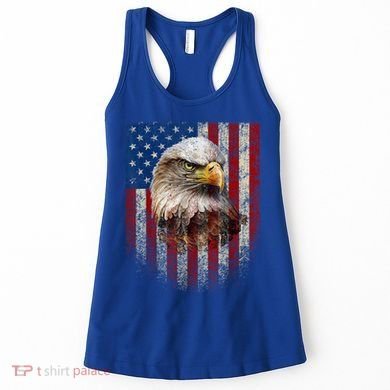 American Flag Bald Eagle Patriotic Red White Blue Women's Tank Top