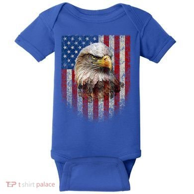American Flag Bald Eagle Patriotic Red White Blue Baby Bodysuit