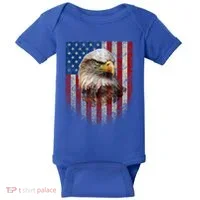 American Flag Bald Eagle Patriotic Red White Blue Baby Bodysuit thumb 0