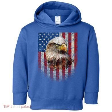 American Flag Bald Eagle Patriotic Red White Blue Toddler Hoodie