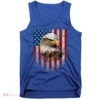 American Flag Bald Eagle Patriotic Red White Blue Tank Top thumb 0