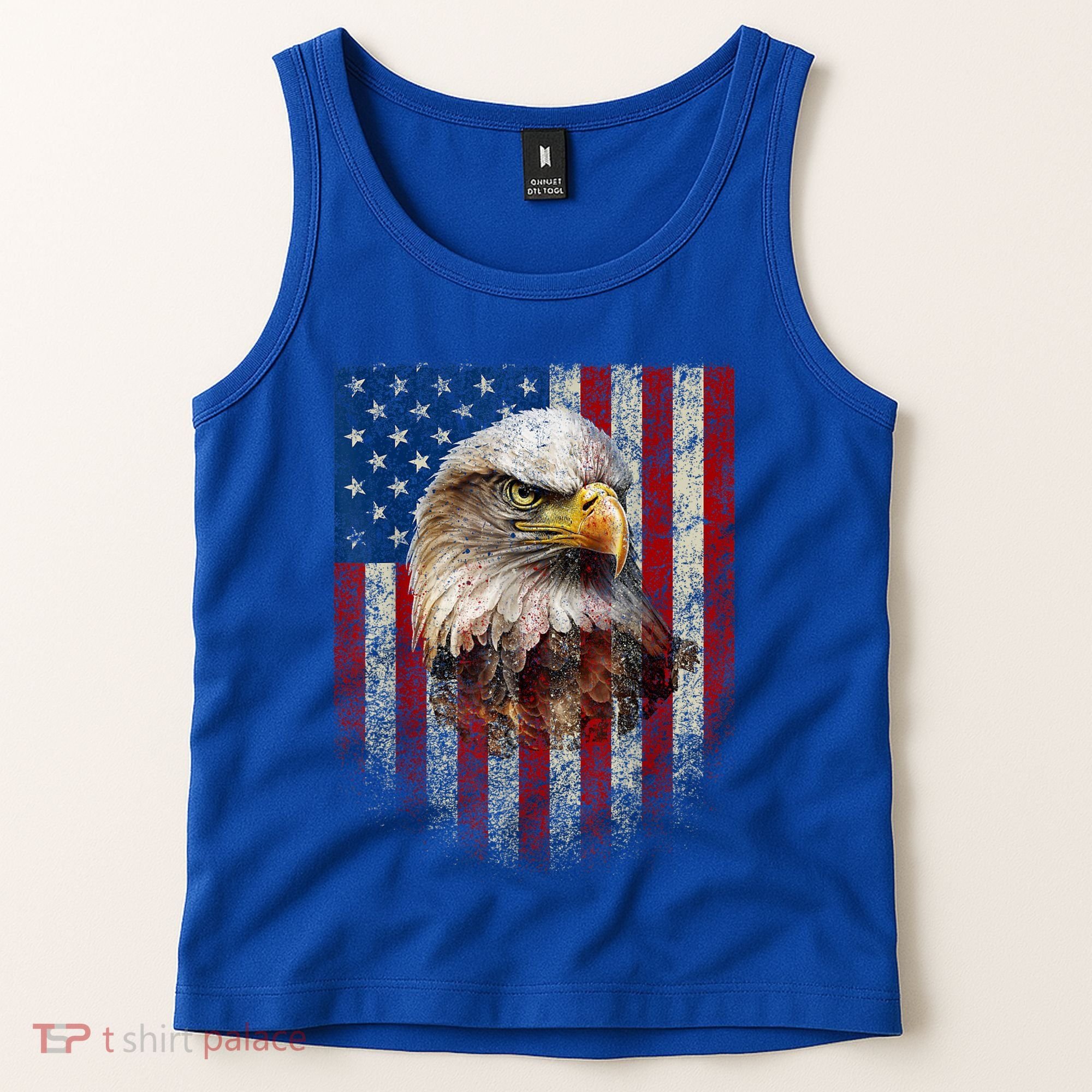 American Flag Bald Eagle Patriotic Red White Blue Tank Top