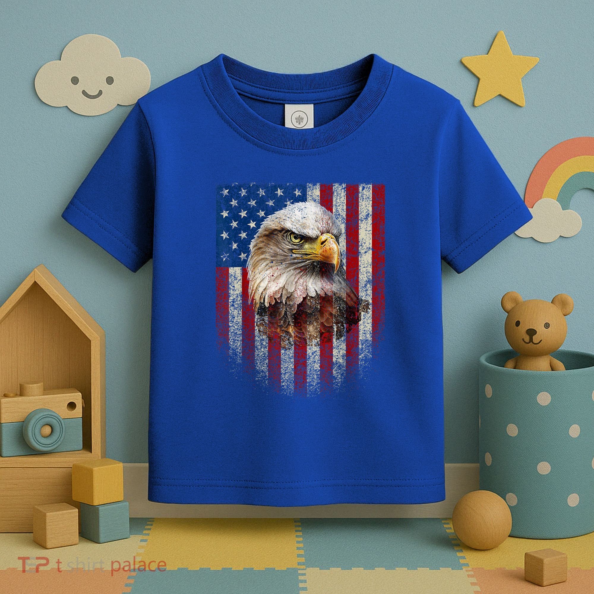 American Flag Bald Eagle Patriotic Red White Blue Toddler T-Shirt