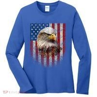 American Flag Bald Eagle Patriotic Red White Blue Women's Long Sleeve Shirt thumb 0