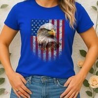 American Flag Bald Eagle Patriotic Red White Blue Women's T-Shirt thumb 2
