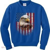 American Flag Bald Eagle Patriotic Red White Blue Kids Sweatshirt thumb 0