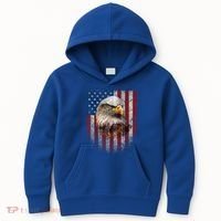 American Flag Bald Eagle Patriotic Red White Blue Kids Hoodie thumb 0