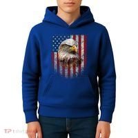 American Flag Bald Eagle Patriotic Red White Blue Kids Hoodie thumb 4