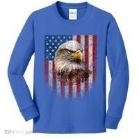 American Flag Bald Eagle Patriotic Red White Blue Kids Long Sleeve Shirt thumb 0
