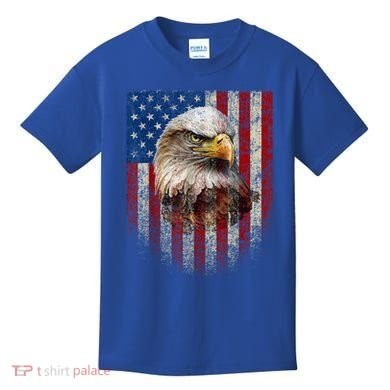 American Flag Bald Eagle Patriotic Red White Blue Kids T-Shirt