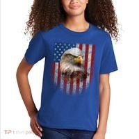 American Flag Bald Eagle Patriotic Red White Blue Kids T-Shirt thumb 2